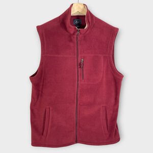 GH BASS Fleece Full Zip Vest Mens XL Tawny Port Red Hiking Outdoor Golf EUC